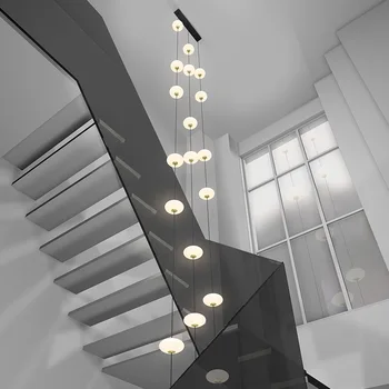 Современные минималистичные светодиодные подвесные светильники Украшение дома Вилла Поворотная Лестница Подвесные светильники Лобби отеля Подвесные светильники 2
