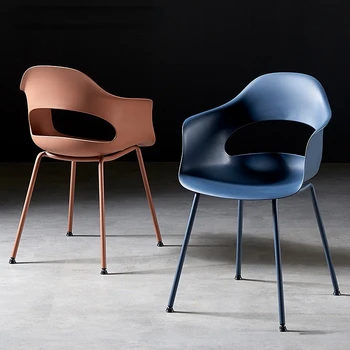 Современные обеденные стулья для кафе, простые пластиковые стулья для переговоров со спинкой, скандинавские стулья, рабочее кресло для студентов. 4