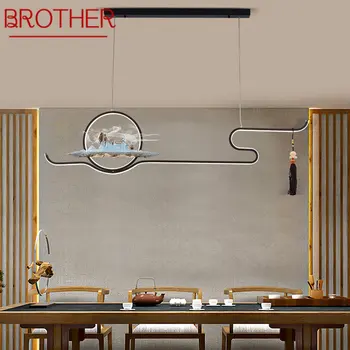 Современный подвесной светильник BROTHER, китайская креативная светодиодная люстра Zen Teahouse для домашней столовой, декора спальни 16