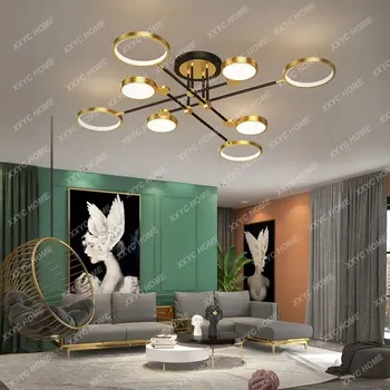 Современный светодиодный потолочный светильник с дистанционным управлением с регулируемой яркостью для гостиной Столовой спальни Люстра в золотой раме 14