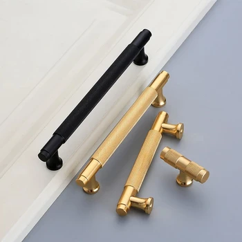 Современный скандинавский текстурированный золотой алюминиевый сплав Кухонный шкаф Дверца шкафа Мебельные ручки Шкаф-купе Оборудование для ванной комнаты 5