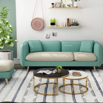 Современный тканевый диван в скандинавском стиле, диваны для гостиной в маленькой квартире, мебель для домашней спальни, Креативная комната для аренды Одноместного двухместного дивана