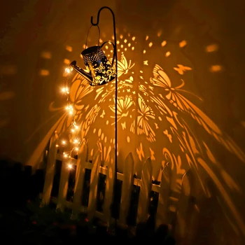 Солнечная лейка с гирляндами Украшение сада Садовые фонари Светодиодная садовая лейка для уличной вечеринки с гирляндами на лужайке