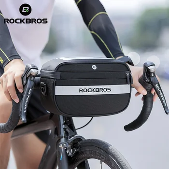 Сумка на руль велосипеда ROCKBROS, сумка для электрического скутера с сенсорным экраном из ТПУ, большая вместительная сумка для шоссейного велосипеда MTB, складная велосипедная сумка 1