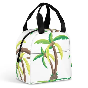 Сумки для ланча с индивидуальным рисунком для женщин с принтом кокосовой пальмы, Портативная сумка для еды, коробка для завтрака для пикника, для путешествий, Офисная работа, школа 13