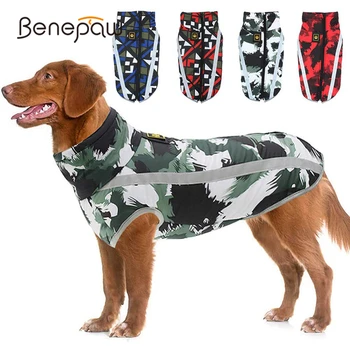 Теплая куртка для собак Benepaw, Светоотражающее отверстие для поводка, Водонепроницаемая Регулируемая одежда для щенков, Одежда для маленьких средних и крупных собак.