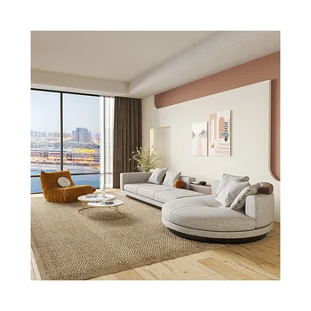 Технологичная ткань, итальянский минималистичный диван, пуховая кожа, изогнутый угловой диван в форме облака, диван для гостиной 8