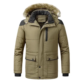 Толстая теплая зимняя парка Мужская флисовая мужская зимняя куртка с капюшоном, пальто, военные куртки-карго, мужские бархатные теплые пальто большого размера 2