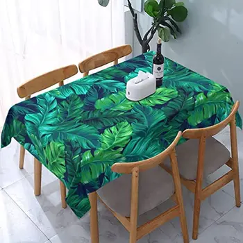Тропические Гавайские листья, Бирюзовый лист, водонепроницаемая скатерть, украшения для вечеринки, Полиэфирная скатерть для обеденного стола, Кухонный декор 8