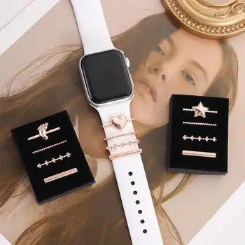 Украшение для ремешка Apple Watch Бриллиантовая бабочка Металлические подвески Декоративное кольцо Креативная брошь Аксессуары для ремешка смарт-часов 18