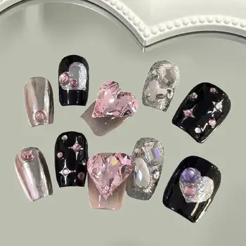 Украшения для ногтей разной формы с полным покрытием, нанесенные на ногти, принадлежности для маникюрного салона 8