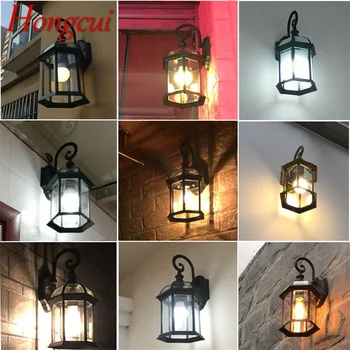 Уличные настенные бра Hongcui, классический светодиодный светильник в стиле ретро, водонепроницаемый для украшения домашнего прохода. 3