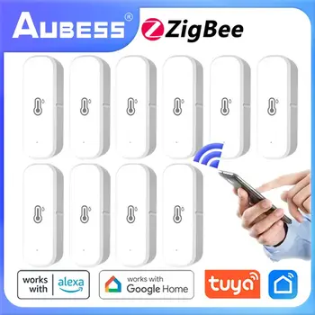 Умный Датчик температуры и Влажности Tuya ZigBee С Батарейным питанием ZigBee Smart Home Security Работает С Alexa Google Home 9