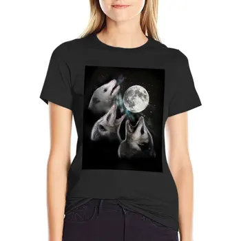 Футболка 3 Opossum Moon, Короткая футболка, забавная футболка, одежда в стиле хиппи, милые футболки для женщин