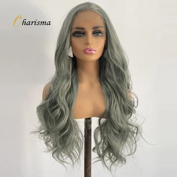 Харизма длиной 26 дюймов объемная волна синтетические кружева передние парики для черных женщин волнистые стиль натуральных волос фронтальной парик косплей парики 2