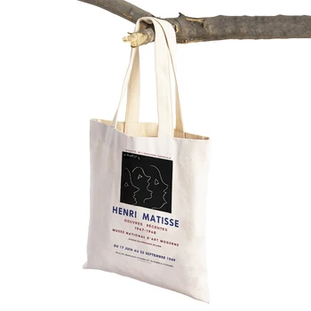 Холщовая сумка в стиле Харадзюку, женские тканевые сумки для покупок, абстракция Матисса, женская коралловая сумка в стиле фовизма, складная женская сумка для покупок 15