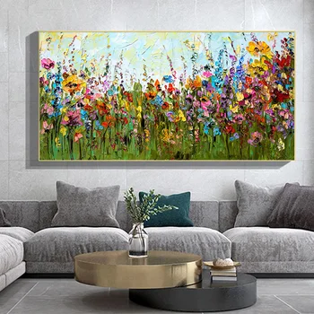 Цветы Картина на холсте Абстрактные цветы Плакаты и принты Настенное искусство для украшения современной гостиной Cuadros