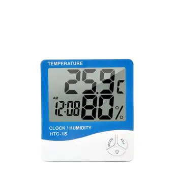 Цифровой гигрометр HTC-1S с подсветкой, термометр-гигрометр, будильник 18
