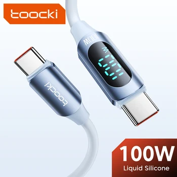 Цифровой Дисплей Toocki100 Вт Кабель USB Type C-Type C Быстрая Зарядка PD USB C-C Жидкий Силиконовый Шнур Для Macbook Huawei Xiaomi 13