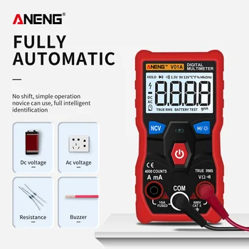 Цифровой мультиметр ANENG V01A True-RMS NCV 4000 отсчетов переменного/постоянного напряжения, тока, Ом, автоматический тестовый инструмент 1