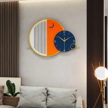 Часы, гостиная, Легкие роскошные часы, настенные домашние, современные и простые часы для украшения, модные и креативные часы 15