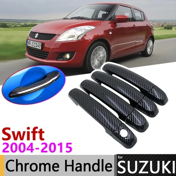 Черная Крышка Дверной Ручки из Углеродного Волокна для Suzuki Swift Maruti DZire 2004 ~ 2015 2013 2014 Автомобильные Аксессуары Наклейки Комплект Отделки Chrome 1