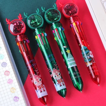Шариковая ручка 448F 10 в 1 с рождественской тематикой, милые рождественские ручки-челноки 0,5 мм для письма 5