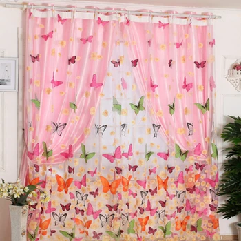 Шторы из марли с бабочками, романтические современные прозрачные шторы с вышивкой для гостиной, спальни, кухонного декора 200 * 96 см 9