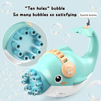 Электрическая автоматическая машина для выдувания мыльных пузырей Dolphin для детей в форме милого дельфина с музыкальным сопровождением, игрушки для отдыха на открытом воздухе для мальчиков и девочек