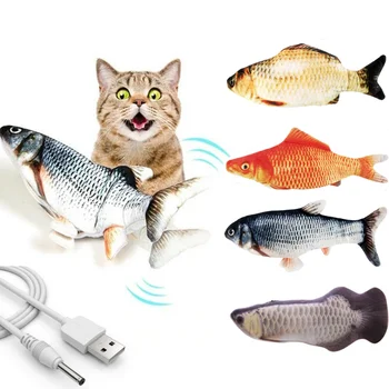 Электронная Игрушка Для Кошек 3D Рыба Электрическая Имитация Рыбы Игрушки для Кошек Игрушки для Домашних Животных кошачьи принадлежности juguetes para gatos игрушки для домашних животных 7