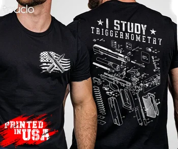Я изучаю триггернометрию, черную рубашку для пистолета, мужскую футболку в подарок унисекс 3
